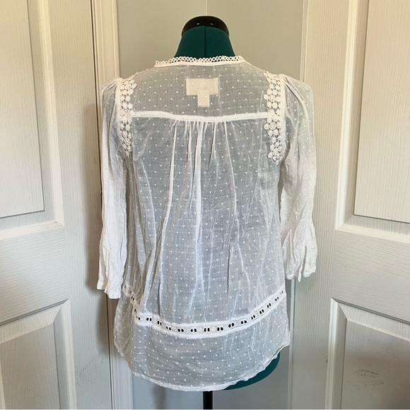 White Gauze Peasant Blouse - Size Small - Picture 4 of 9